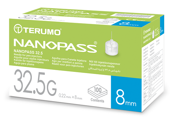 Nanopass Ago Per Penna Da Insulina 32,5G 8 mm 100 Pezzi