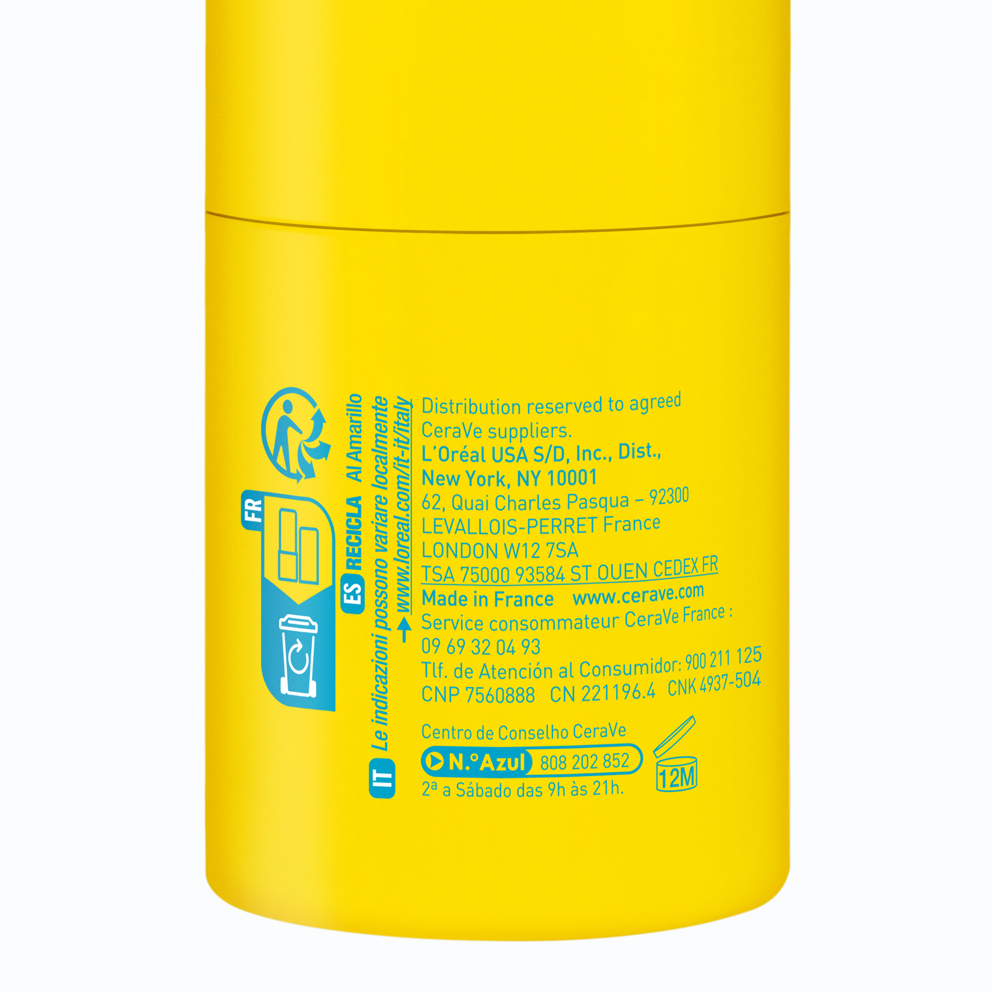 Cerave - Stick Solare Invisibile SPF50+ - Protezione Solare Labbra E Zone Sensibili 8 g