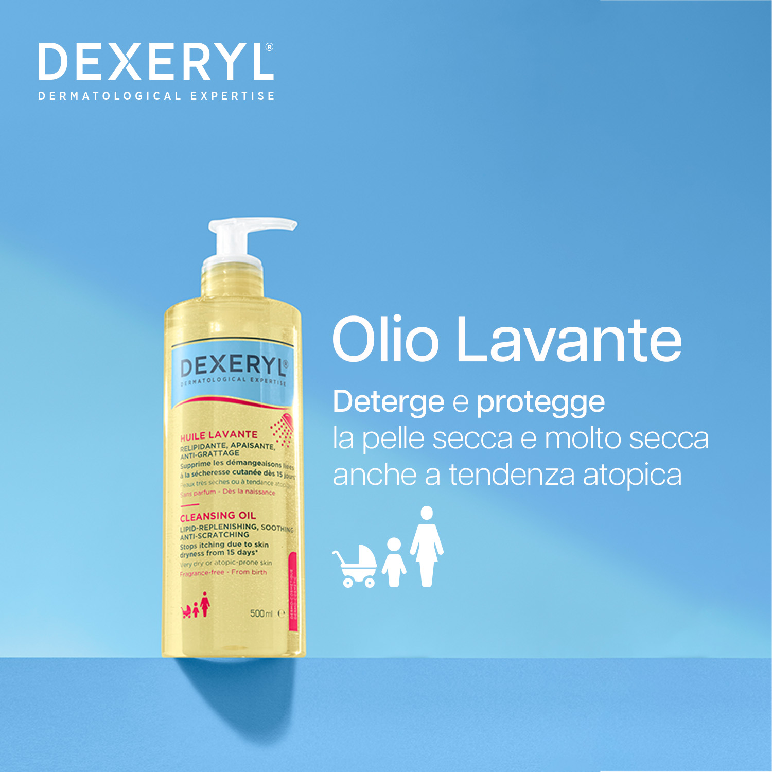 Dexeryl - Olio Lavante Antiprurito Per Pelle Secca E A Tendenza Atopica 500 ml