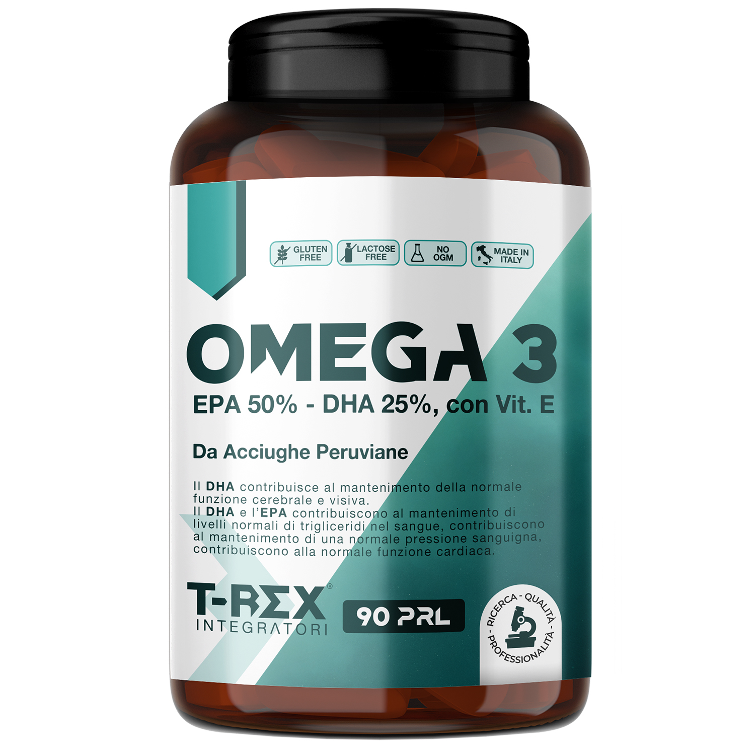 T-Rex Integratori Omega 3 - Integratore Con EPA, DHA E Vitamina E 90 Perle