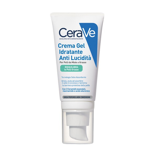 CeraVe Crema Gel Viso Idratante Anti-lucidità, Per Pelli da Miste a Grasse, con Tecnologia Sebo Assorbente, 50ml
