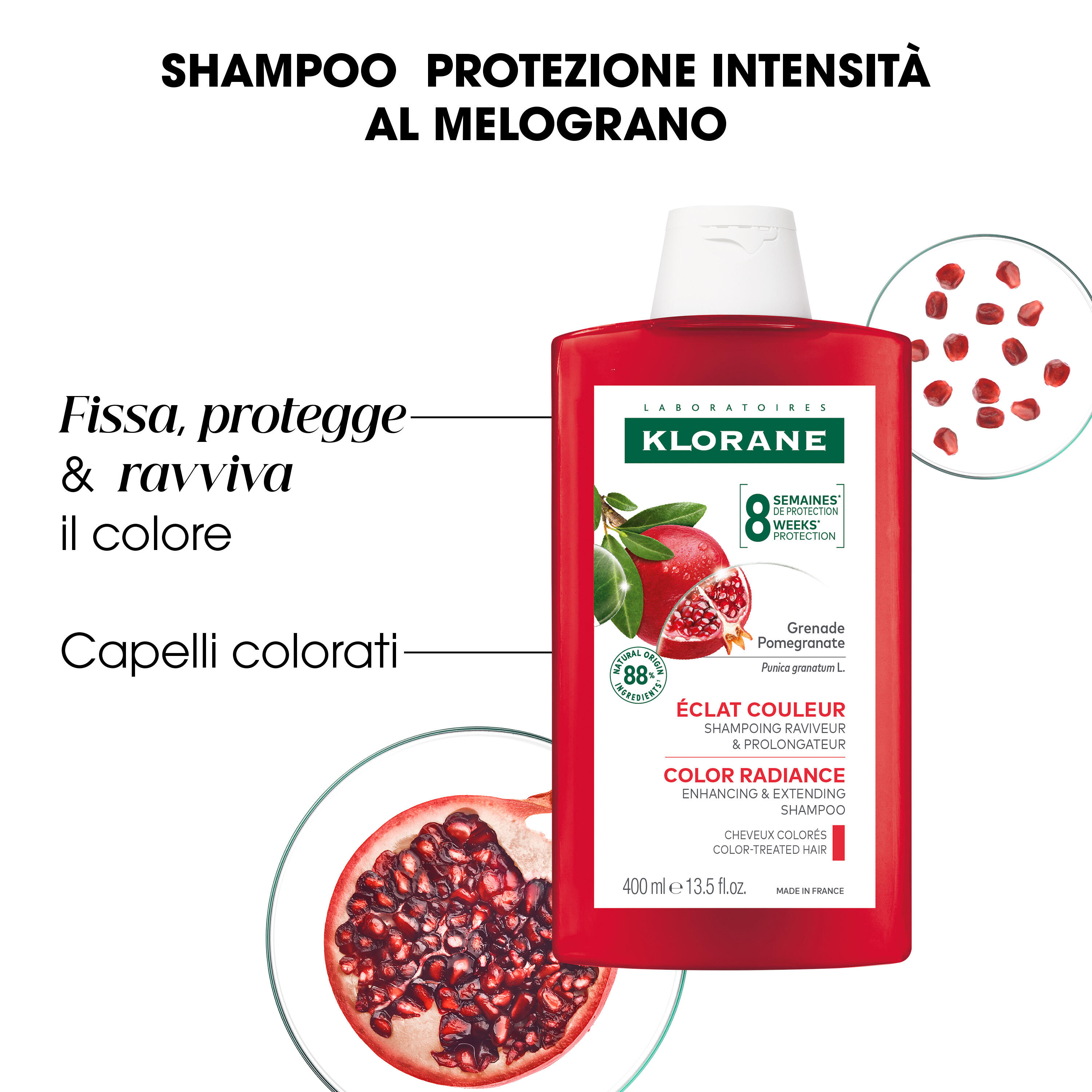 Klorane - Shampoo Al Melograno Per Capelli Colorati 400 ml