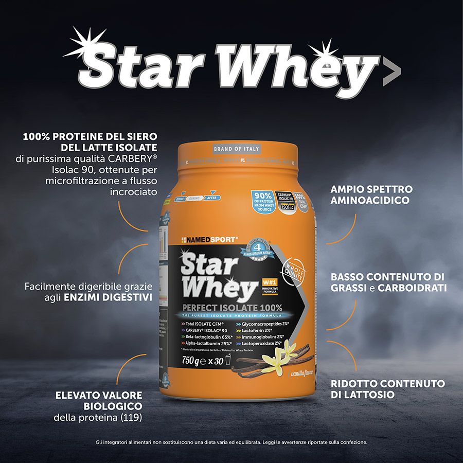 Named Sport Star Whey Isolate Gusto Vanilla 750 g - Proteine Del Siero Del Latte In Polvere