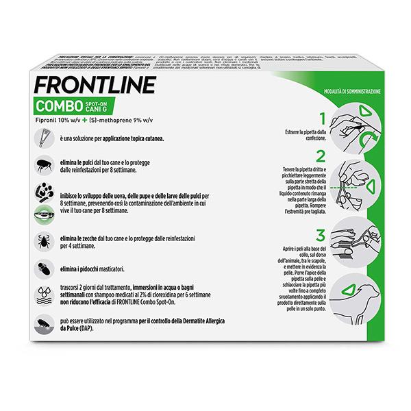 Frontline Combo Cani x3 Pipette, Antiparassitario per Cani Grandi e Cuccioli (20-40Kg) Contro Pulci, Zecche, Uova e Larve