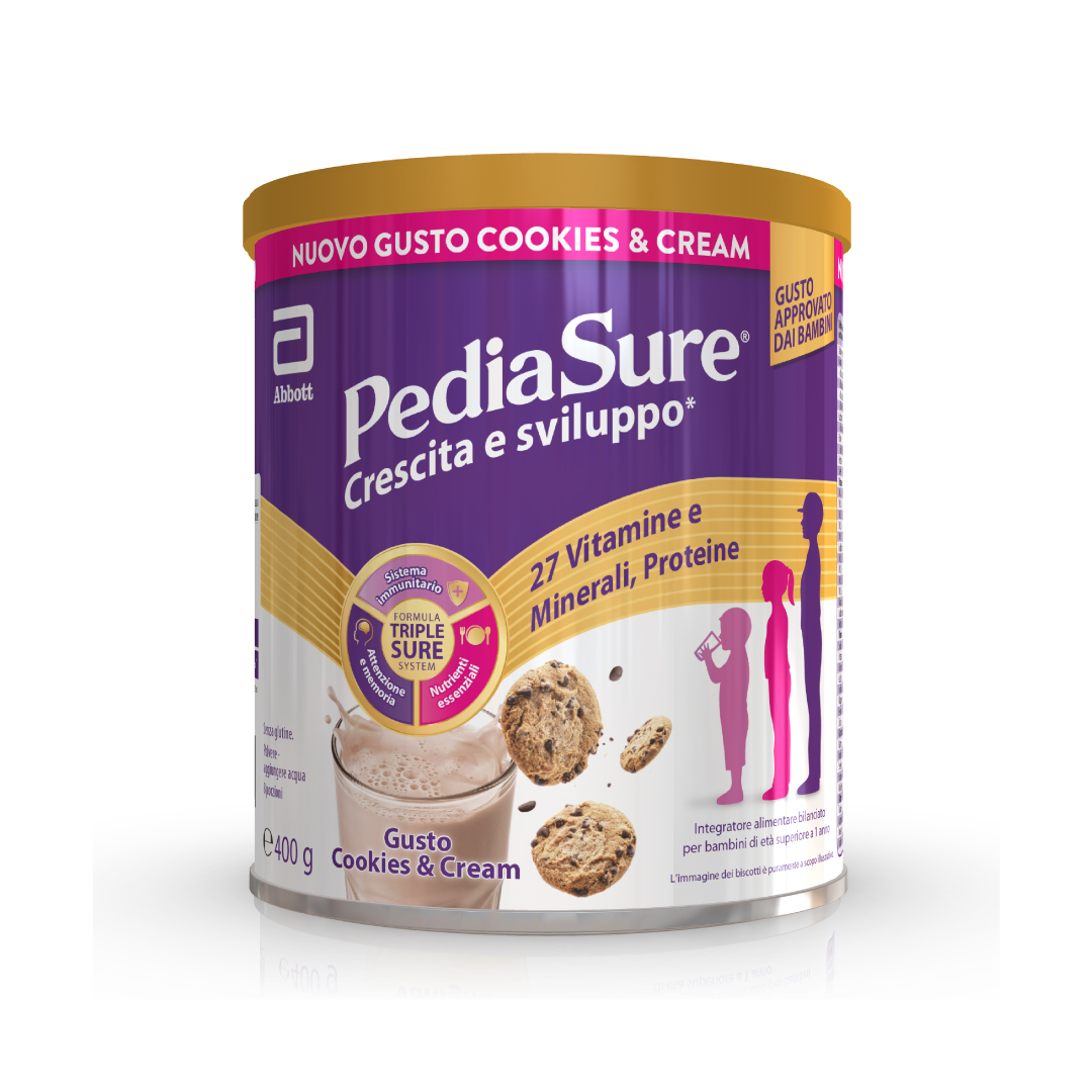 Pediasure Crescita E Sviluppo Integratore Multivitaminico Per Bambini Formato 400g Cookies&Cream