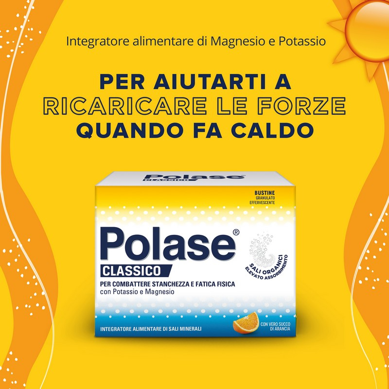 Polase Classico Magnesio e Potassio Integratore Alimentare Sali Minerali Gusto Arancia, 24+36 Bustine