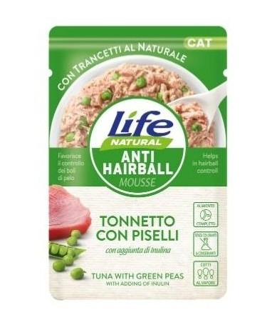 LIFEPETCARE LIFE GATTO NATURAL ANTI HAIRBALL MOUSSE TONNETTO PISELLI 70GR (bustina)