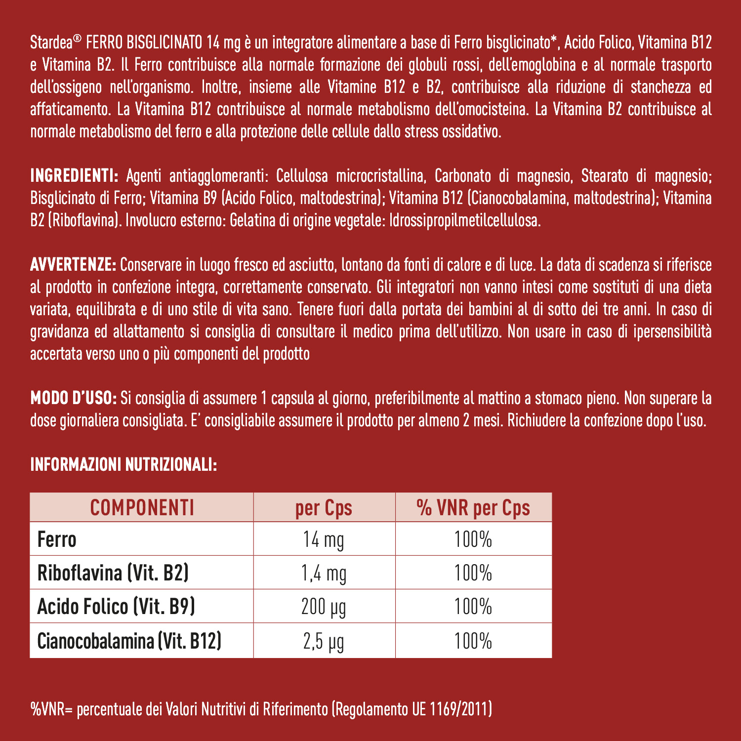 STARDEA FERRO BISGLICINATO 14 MG Compresse INTEGRATORE ALIMENTARE 