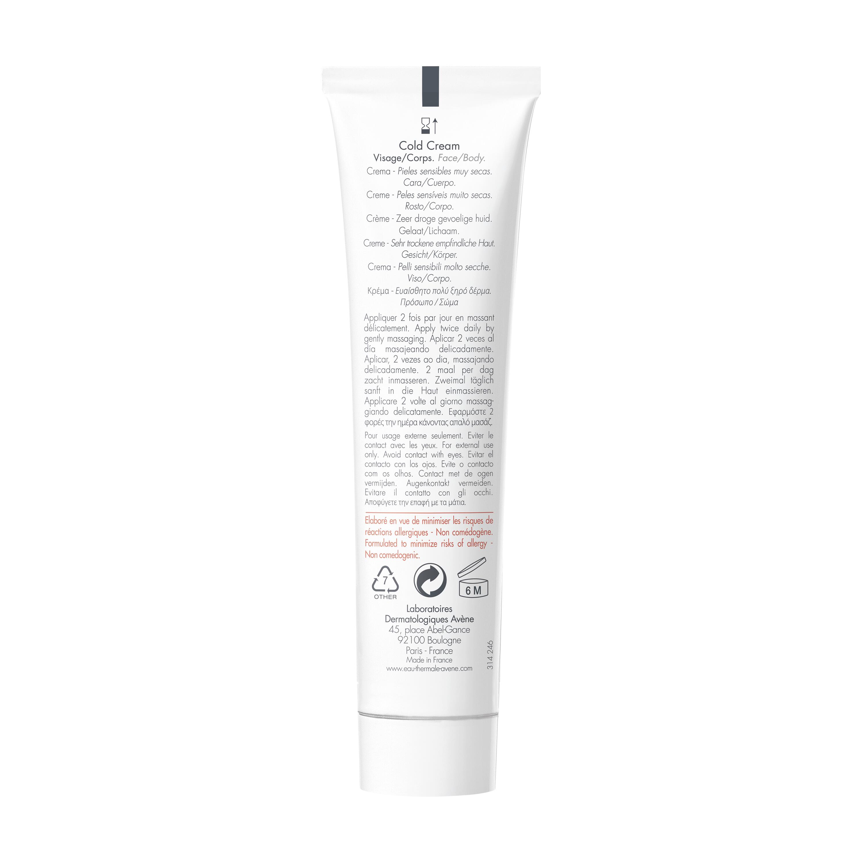 Avène Cold Cream - Crema Nutriente, Idratante, Protettiva Per Pelle Sensibile Molto Secca Viso E Corpo 40 ml