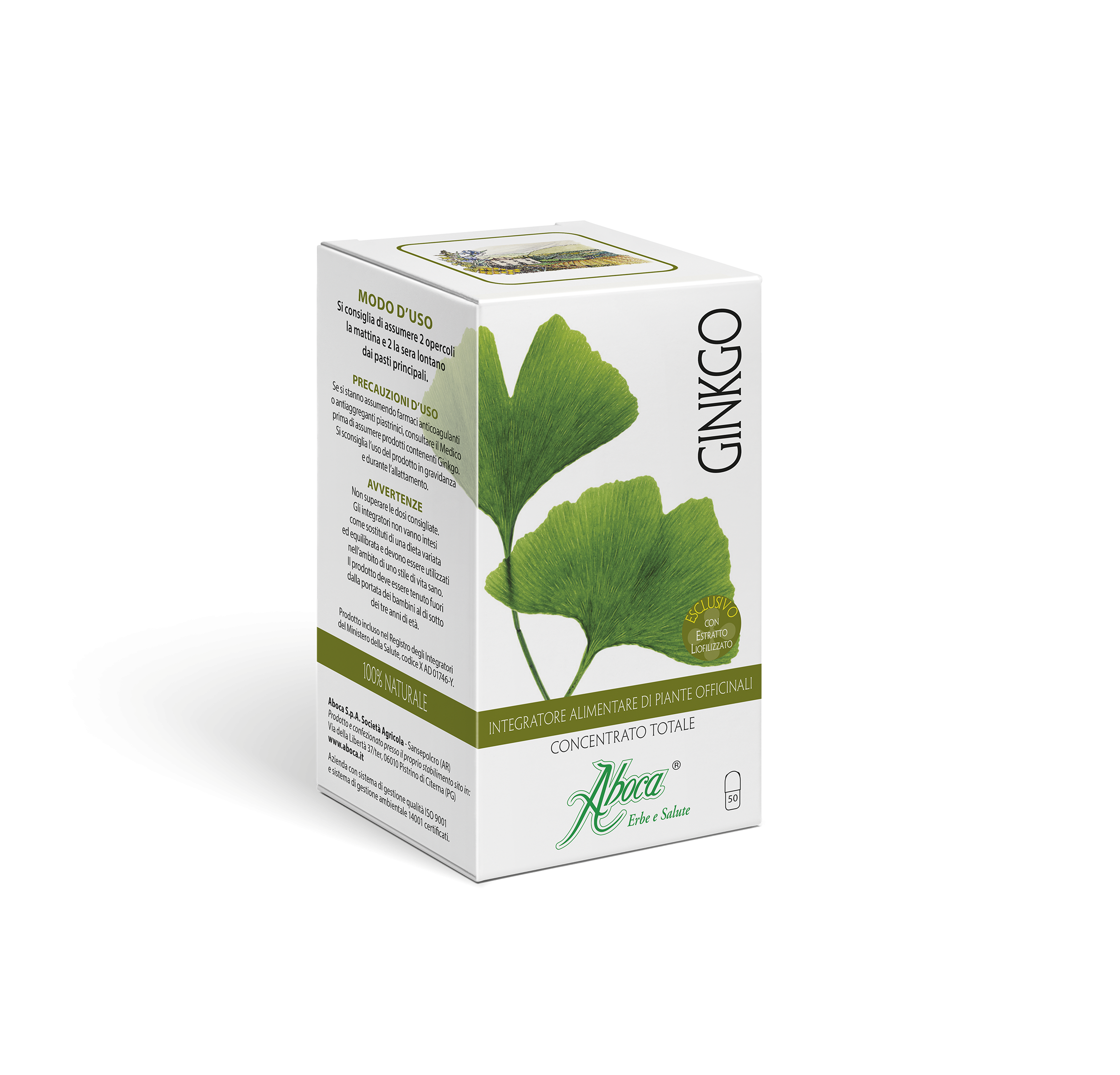 Aboca Ginkgo Concentrato Totale Integratore Memoria e Concentrazione 50 Opercoli