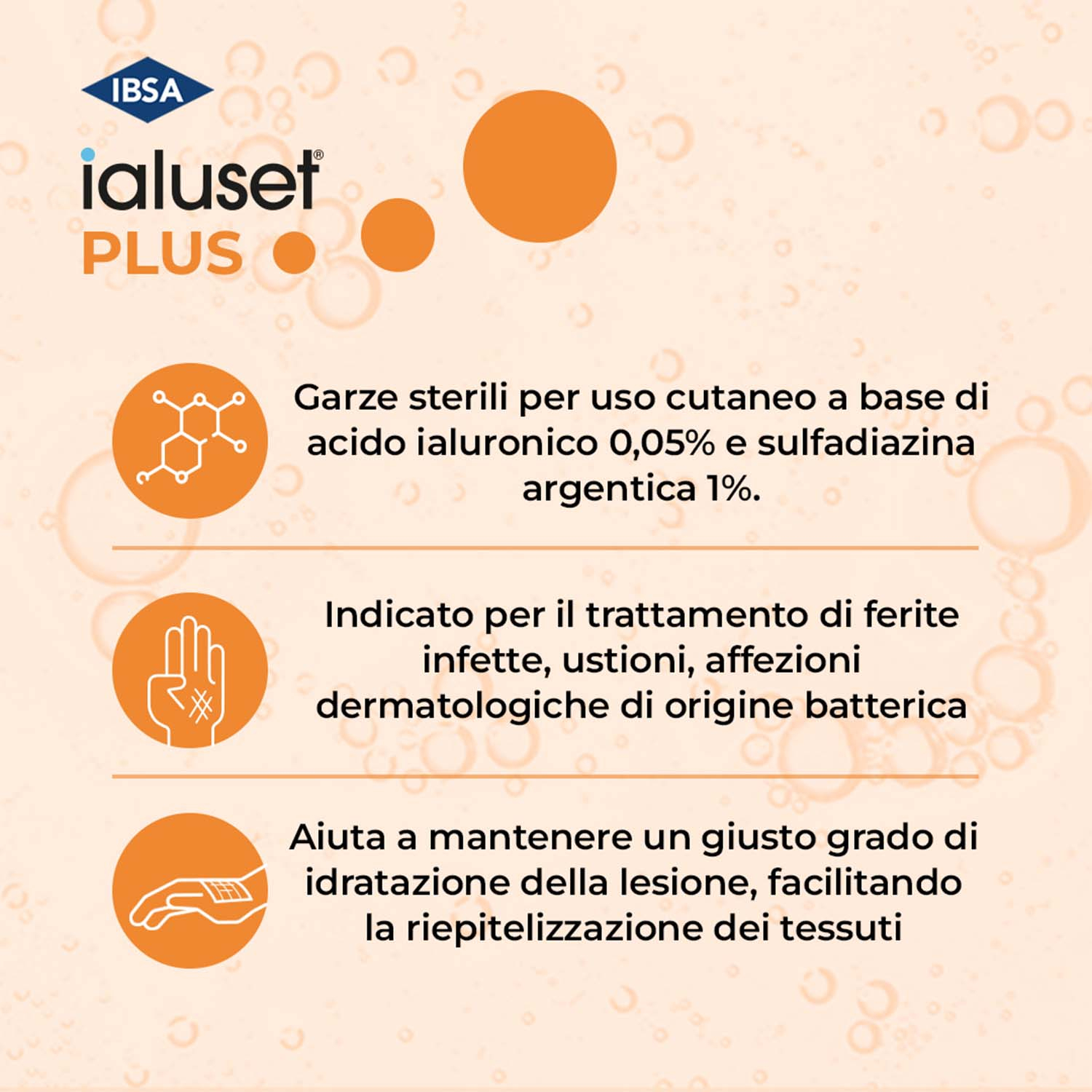 Ialuset Plus Garze per Ferite Infette e Ustioni 10x10 cm 10 Pezzi