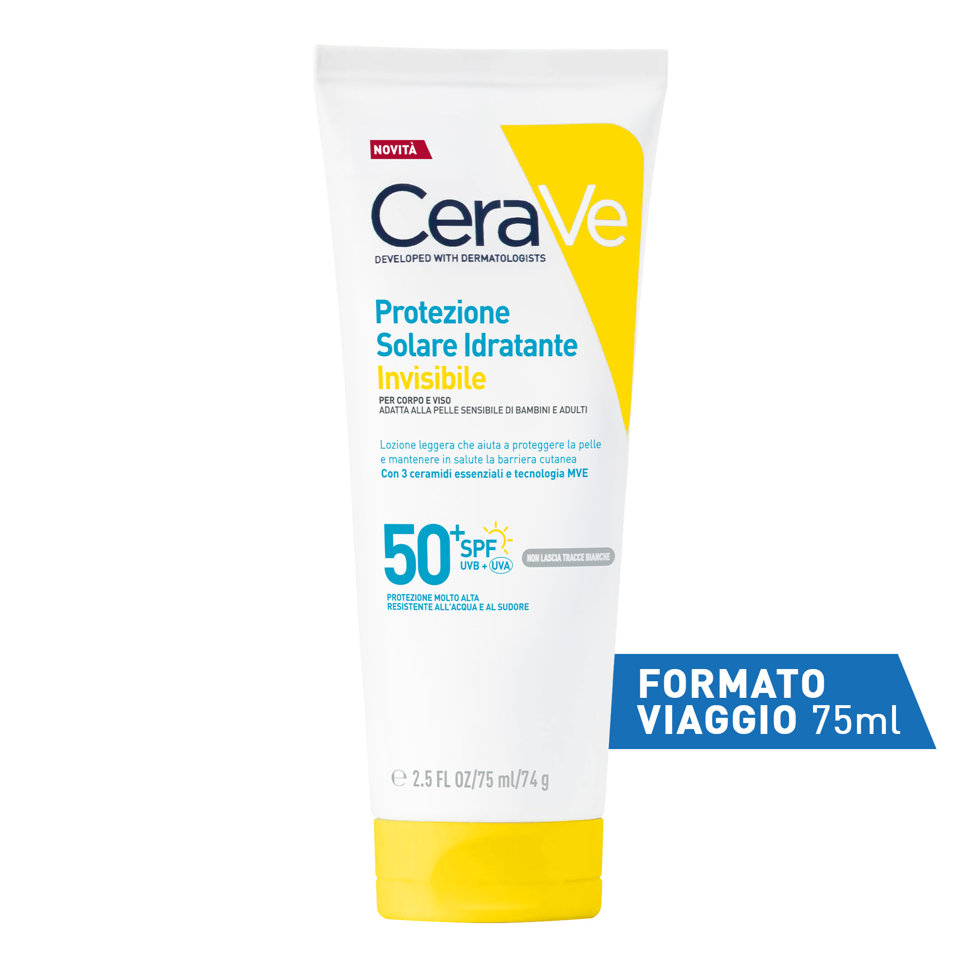 Cerave - Protezione Solare Idratante Invisibile Viso E Corpo SPF50+​ Per Pelli Da Normali A Secche 75 ml