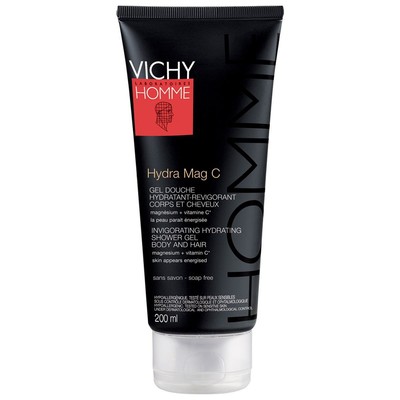 Vichy Homme Hydra Mag C - Gel doccia per corpo e capelli per pelle sensibile 200 ml