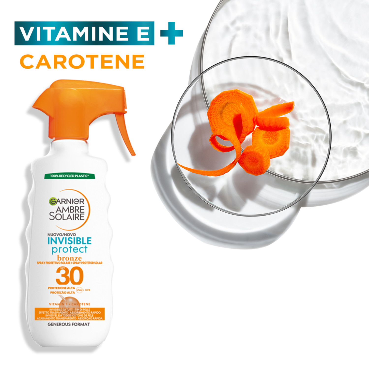 GARNIER AMBRE SOLAIR INVISIBLE PROTECT BRONZE SPRAY GACHETTE SPF 30 300 ML