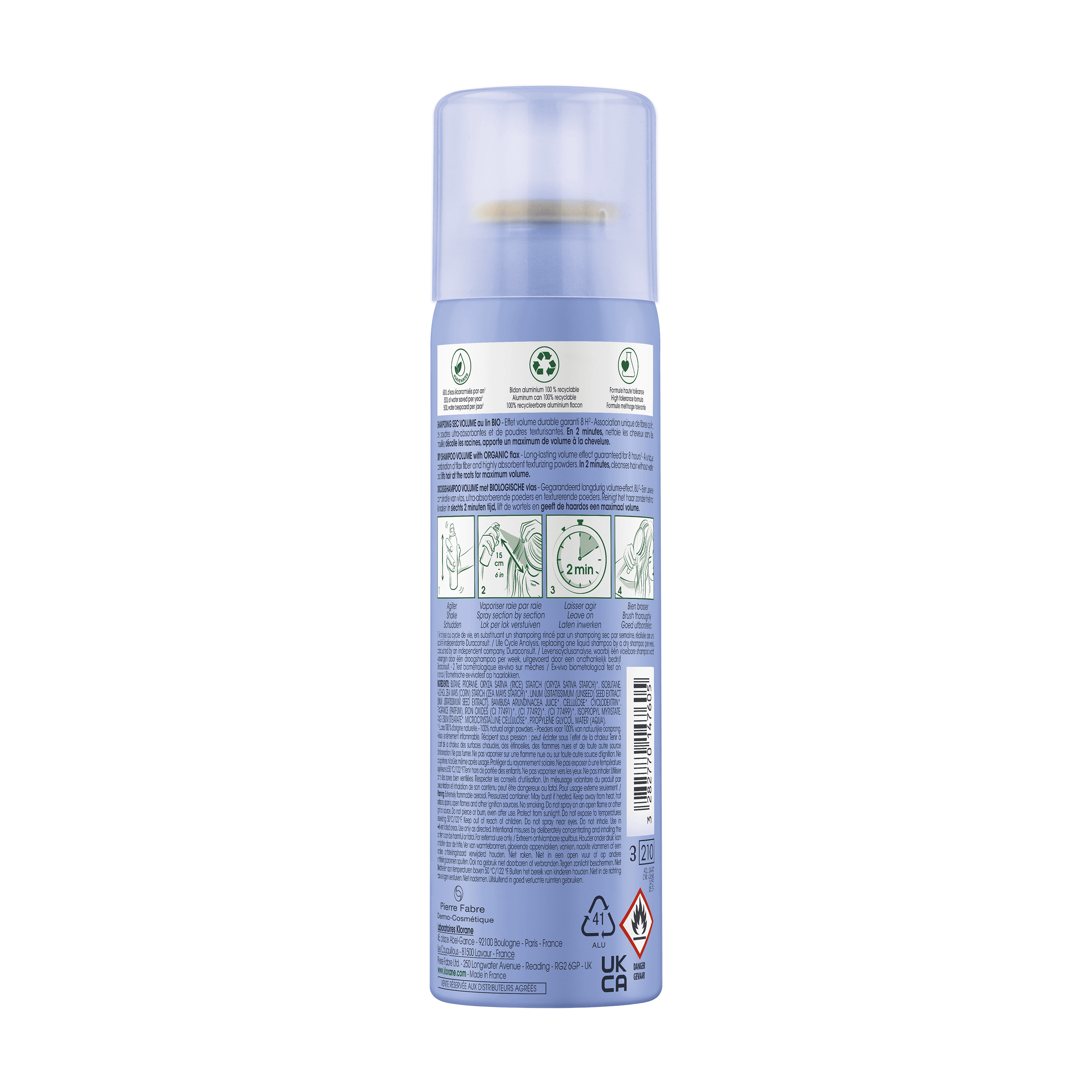 Klorane Shampoo Secco Volume Al Lino Bio 150ml