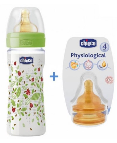 Chicco Biberon Benessere in polipropilene verde 330ml Flusso veloce 4m+
