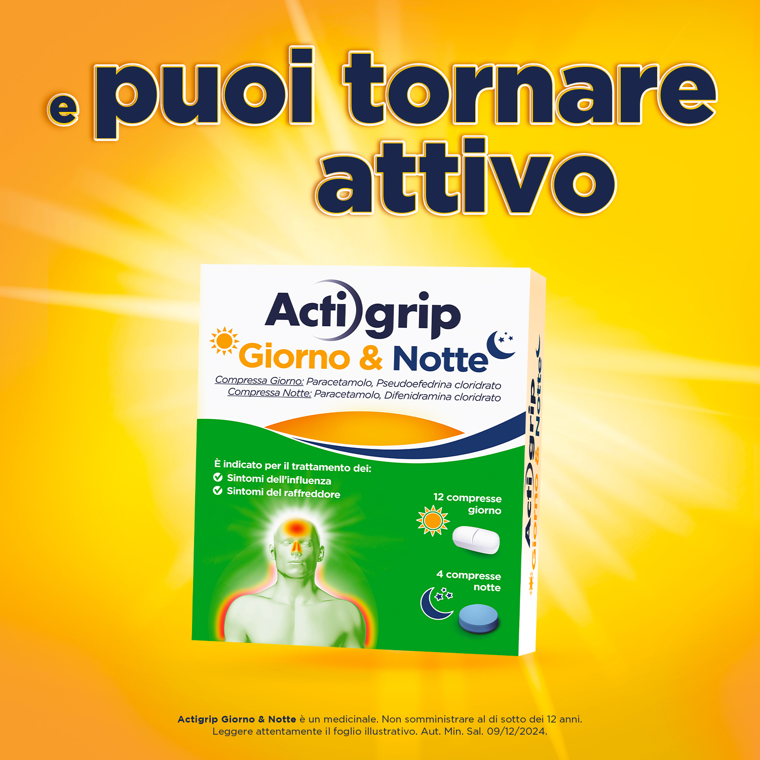 Actigrip Giorno e Notte Compresse per Raffreddore Febbre e Influenza