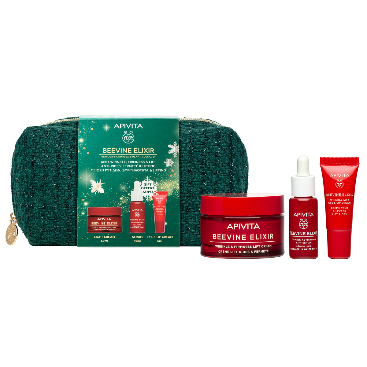 Apivita Beevine Elixir Cofanetto Regalo - Crema Leggera 50 ml + Siero 10 ml + Crema Contorno Occhi 5 ml