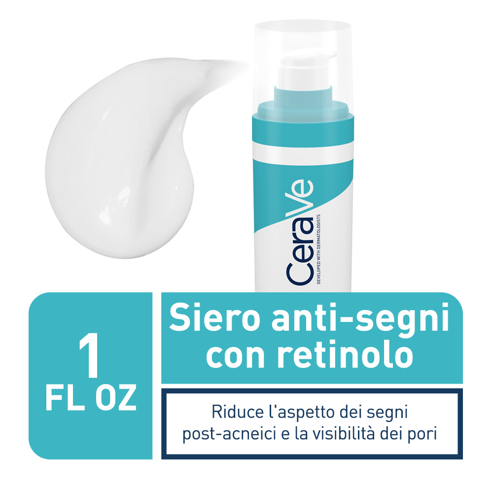 CeraVe Siero Anti-Segni con Retinolo, Riduce le imperfezioni e illumina la pelle, aiutando a ripristinare la funzione protettiva della barriera della pelle 30 ml