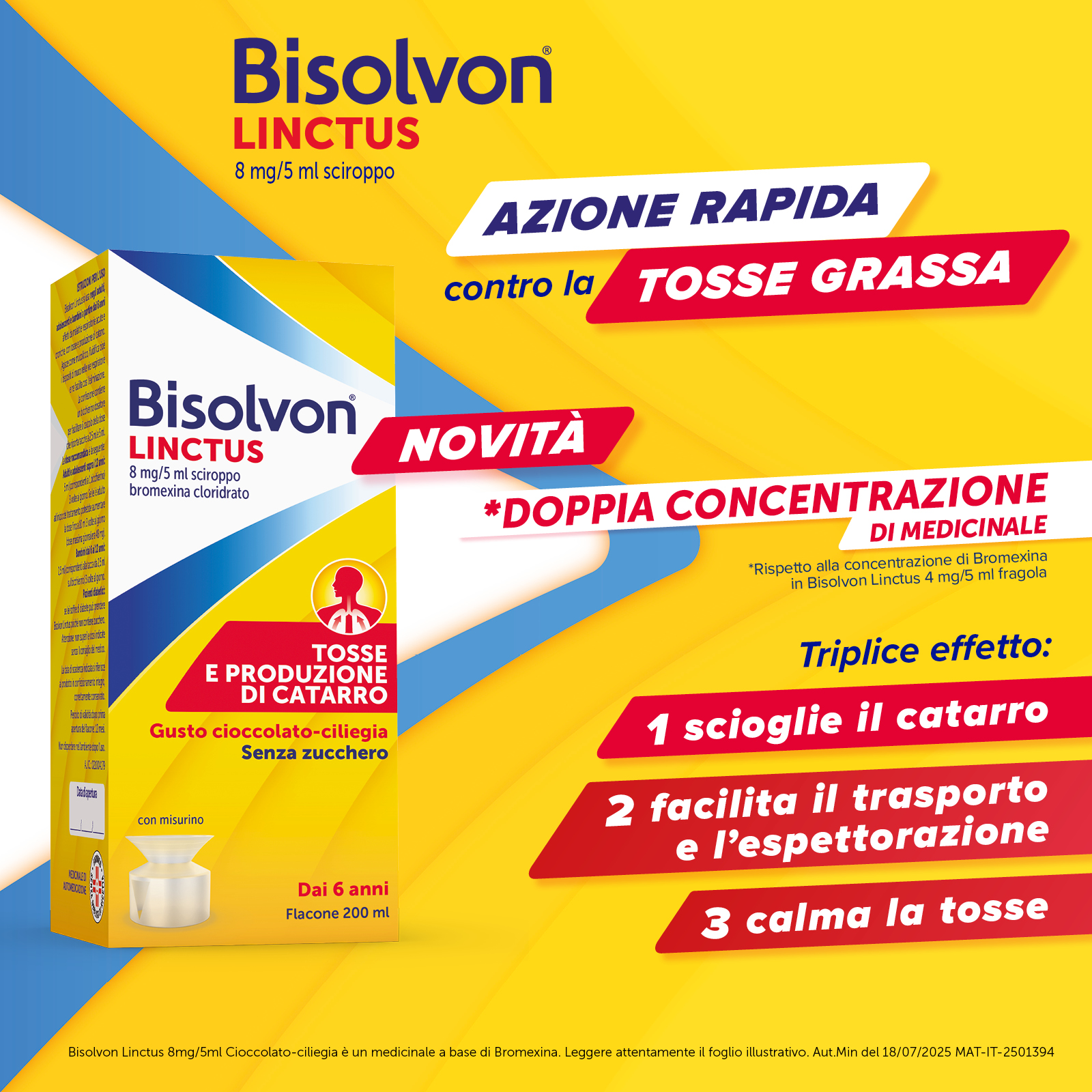 Bisolvon Linctus 8mg/5ml Gusto Cioccolato e Ciliegia - Sciroppo Mucolitico Per Catarro E Tosse Grassa