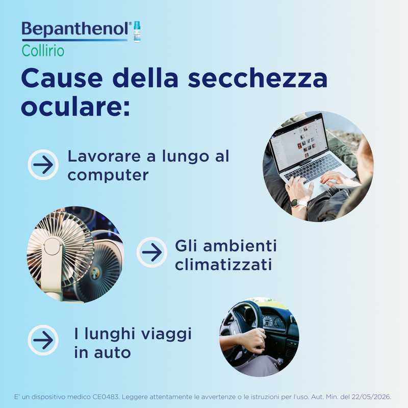 Bepanthenol Collirio 10 ml - Trattamento Idratante Per Occhi Secchi
