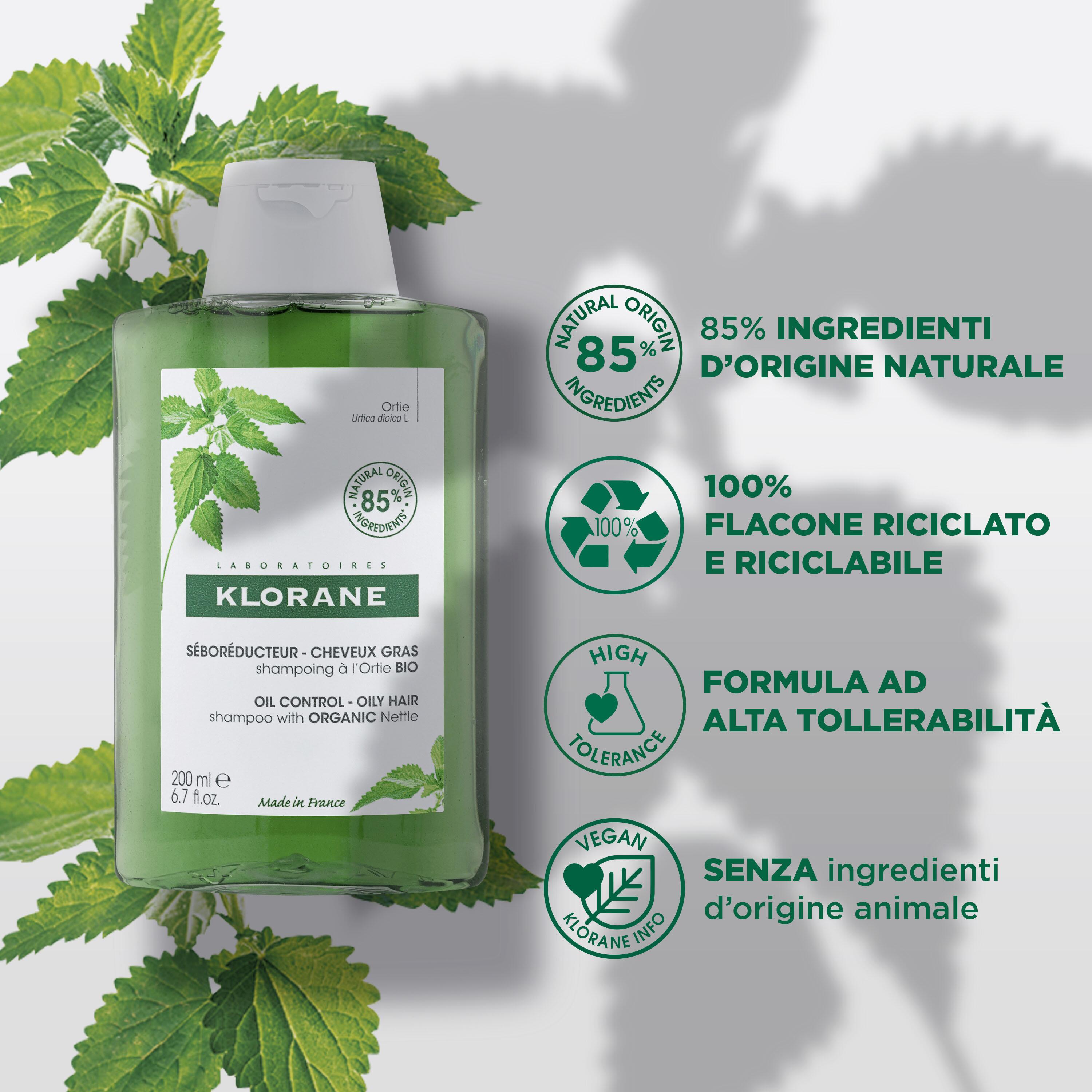 Klorane - Shampoo All'Ortica Bio Per Capelli Grassi 200 ml