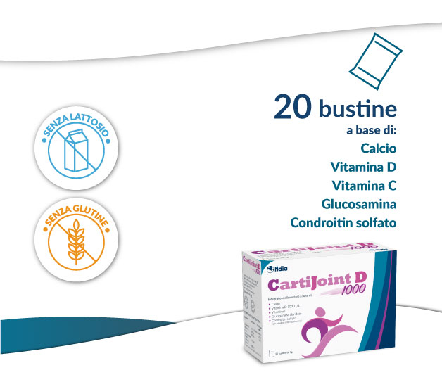 CartiJoint D 1000 - Integratore per ossa, muscoli ed articolazioni - 20 bustine