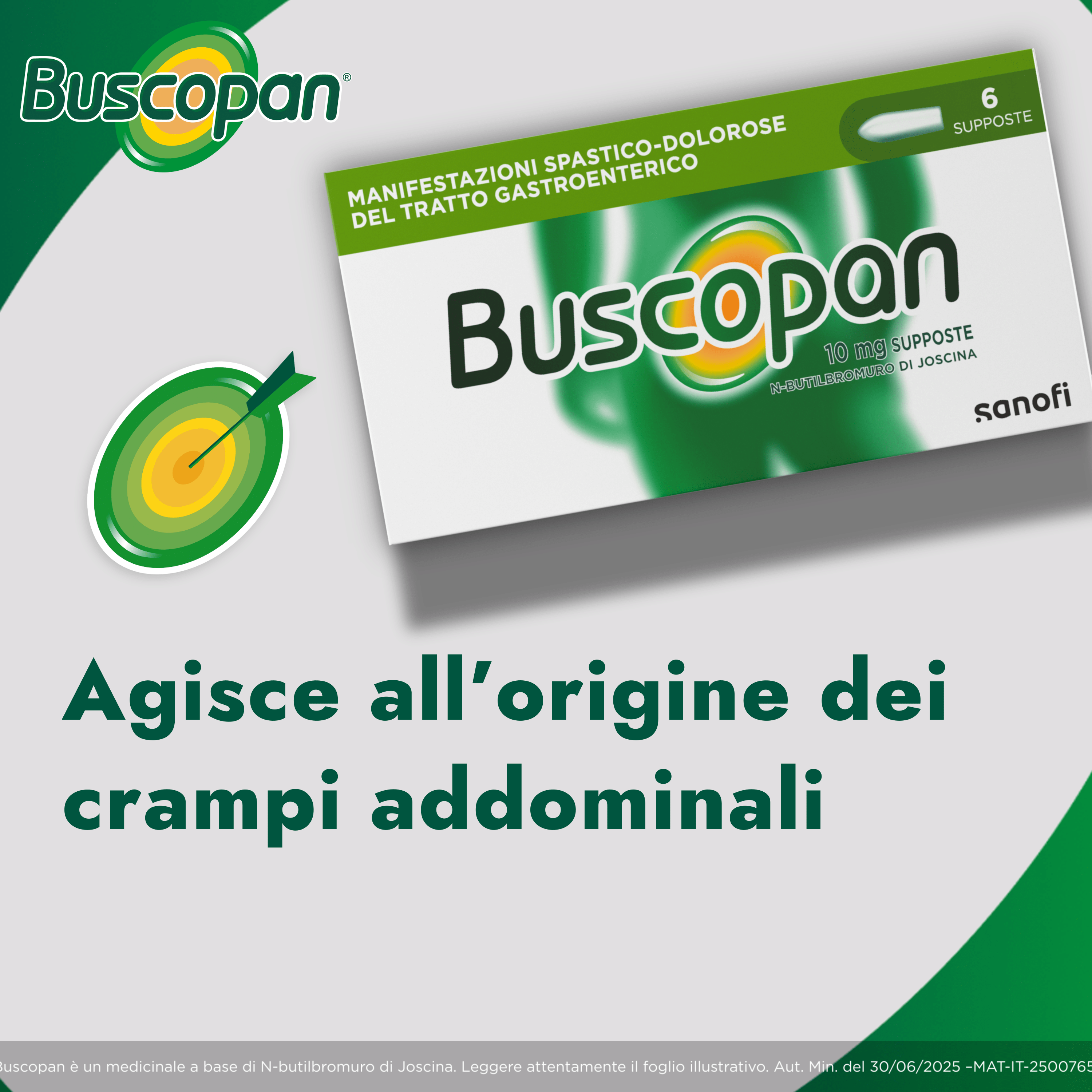 Buscopan Contro Mal di Pancia, Dolori e Crampi Addominali, 6 Supposte