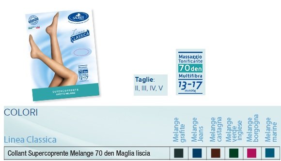 SAUBER COLLANT 70 DENARI SUPER COPRENTE MAGLIA LISCIA MELANGE GRAFITE 2 LINEA CLASSICA
