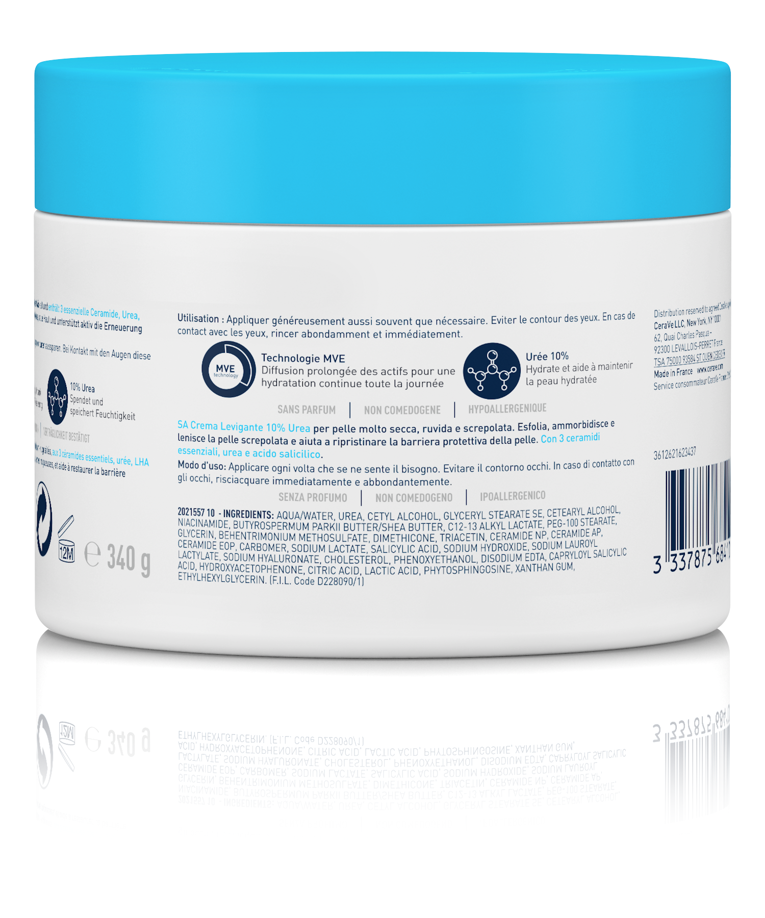 CeraVe SA Crema levigante 10% UREA per pelle molto secca, ruvida e screpolata 340 g