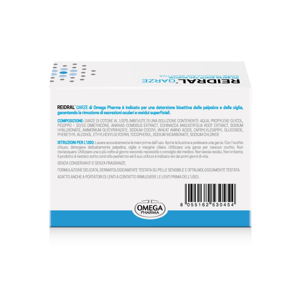 Omega Pharma Reidral - 20 Garze Sterili Per Igiene Perioculare Bioattiva