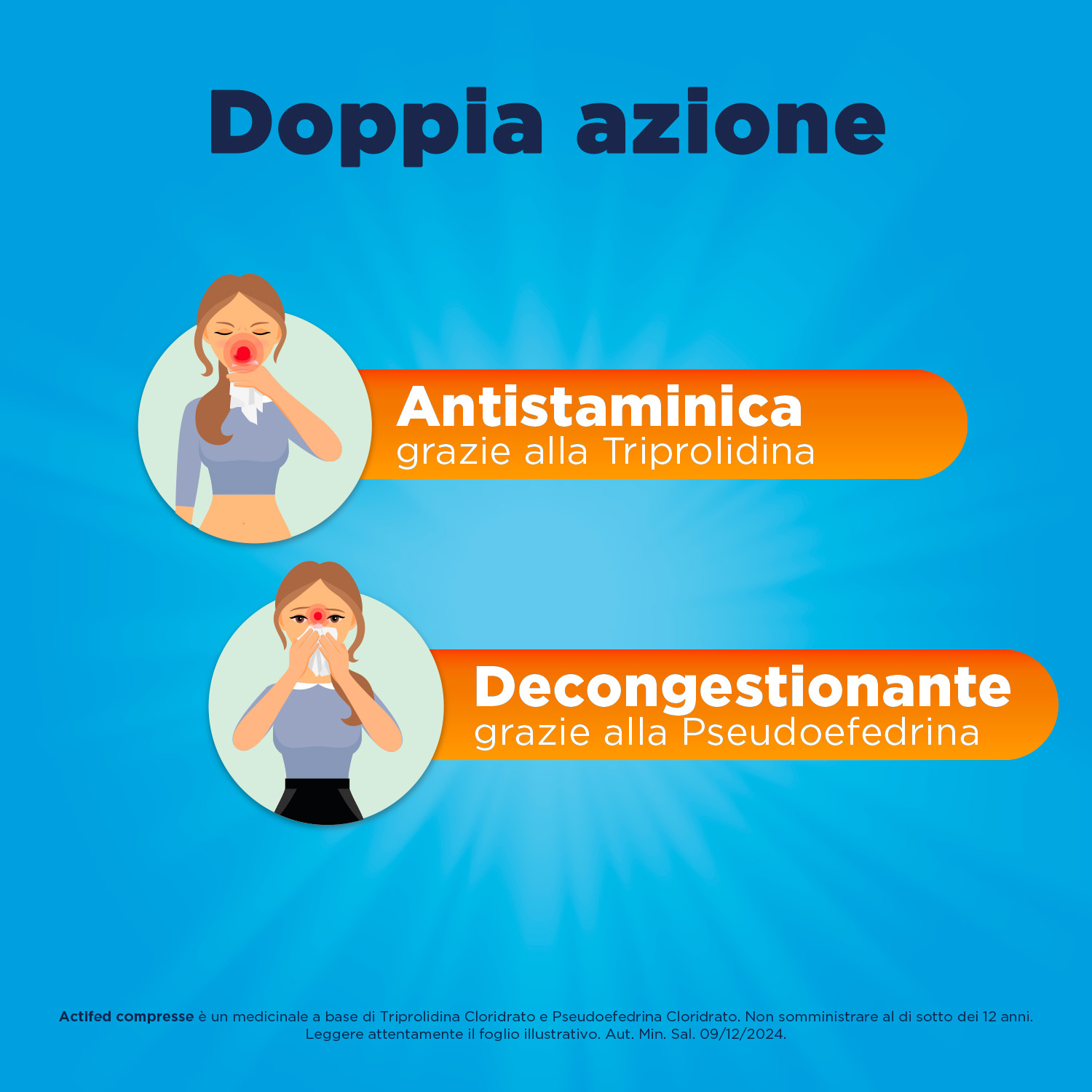 Actifed 2,5 mg 12 Compresse Congestione Nasale e Raffreddore