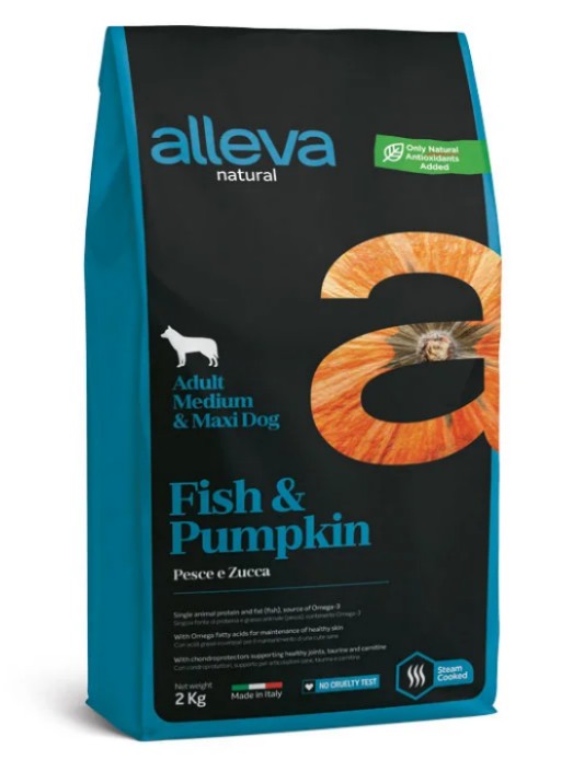 ALLEVA NATURAL DOG ADULT FISH AND PUMPKIN MEDIUM/MAXI KG 2 - P00210