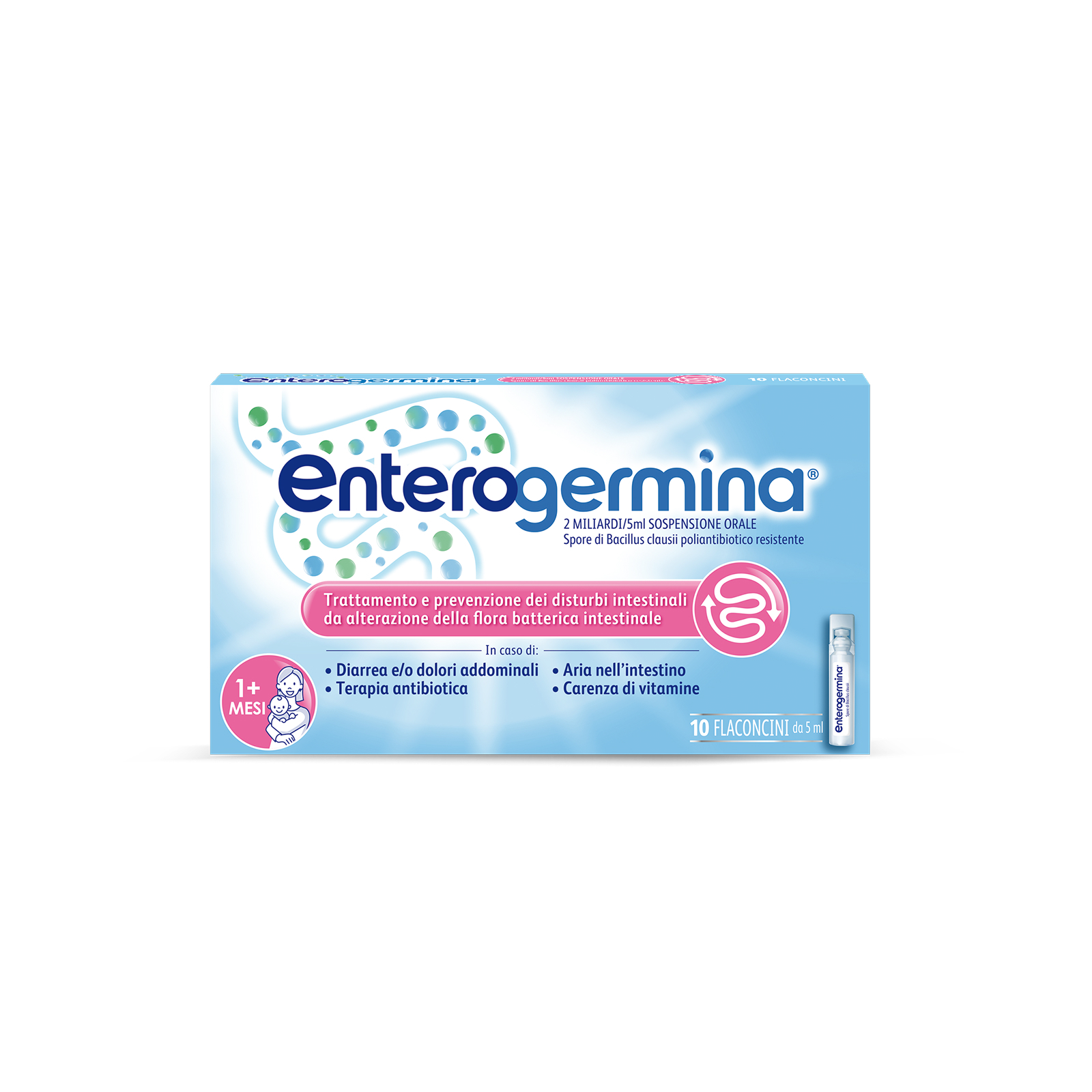 Enterogermina sospensione orale - 2 miliardi - 10 flaconcini - 5 ml 