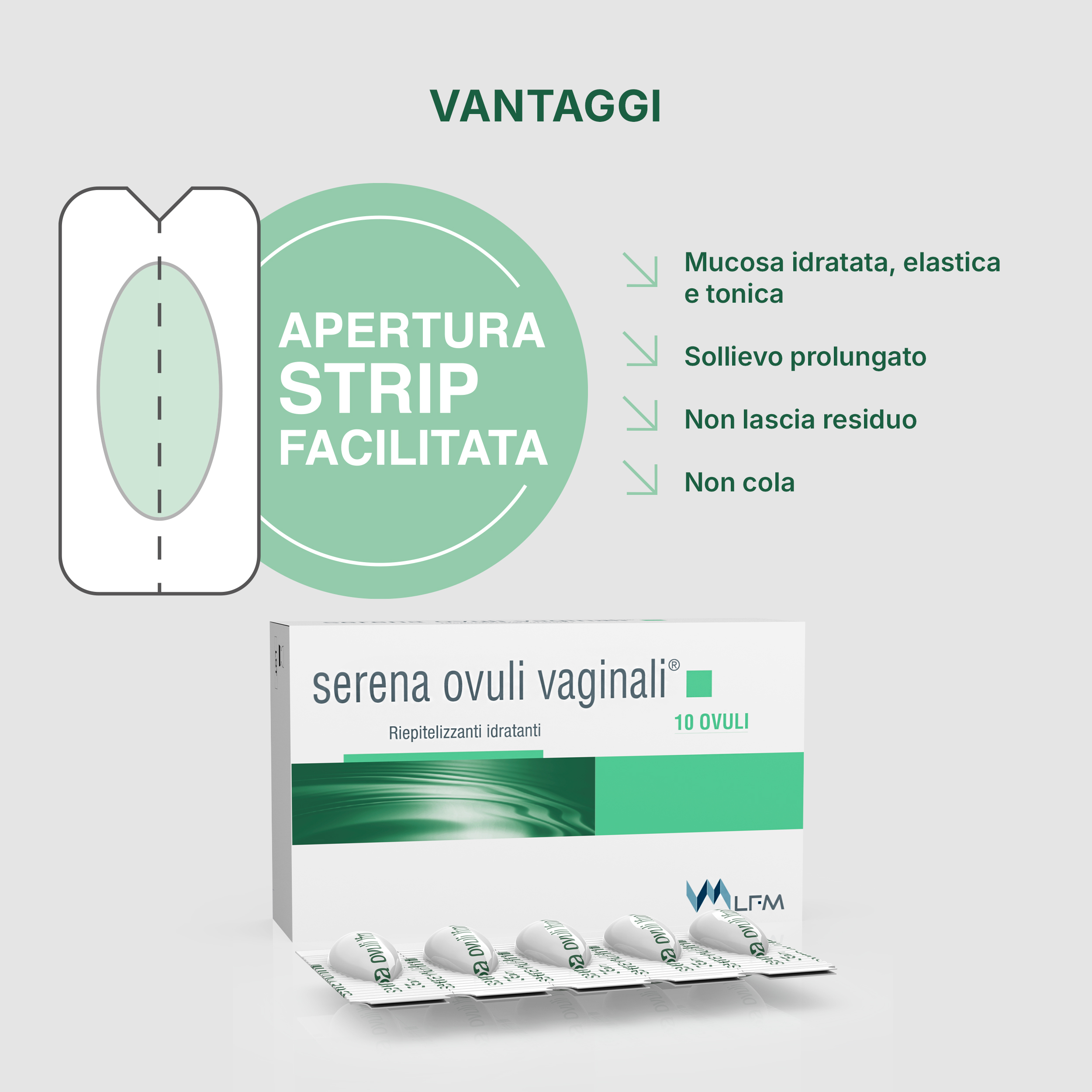 Serena Ovuli Vaginali - Dispositivo Medico Idratante, Lenitivo E Riepilizzante 10 Ovuli