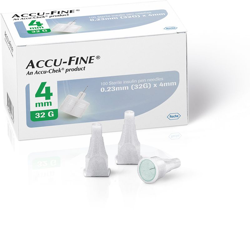 Accu-Fine Aghi Penna Per Insulina 4mm 32G 100 Pezzi