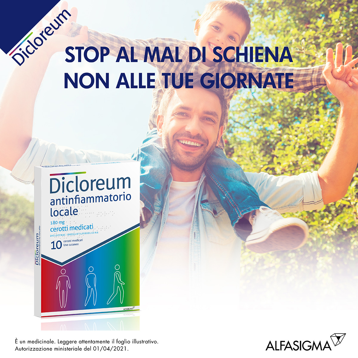 Dicloreum - Antinfiammatorio locale - 10 cerotti medicati - 180 mg