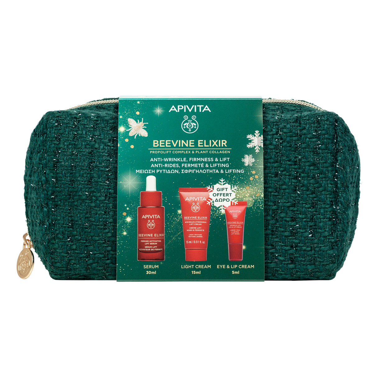 Apivita Beevine Elixir Cofanetto Regalo - Siero Anti-Rughe 30 ml + Crema Leggera 15 ml + Crema Contorno Occhi 5 ml