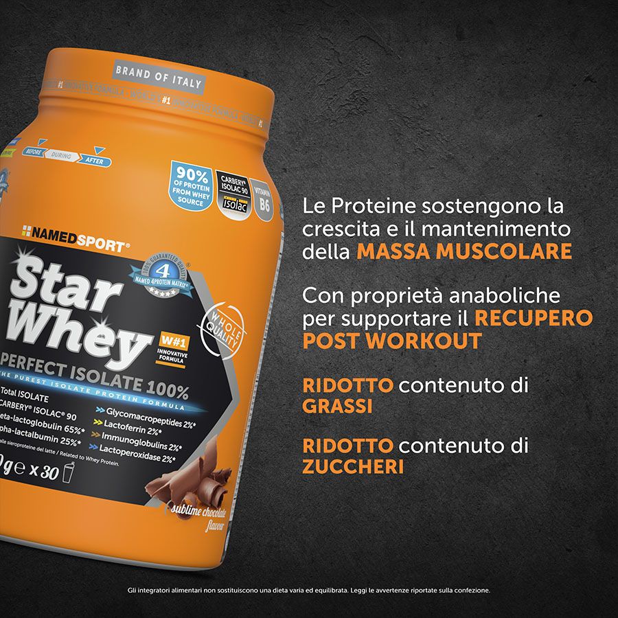 Named Sport Star Whey Isolate Gusto Sublime Chocolate - Proteine Del Siero Del Latte 750 g