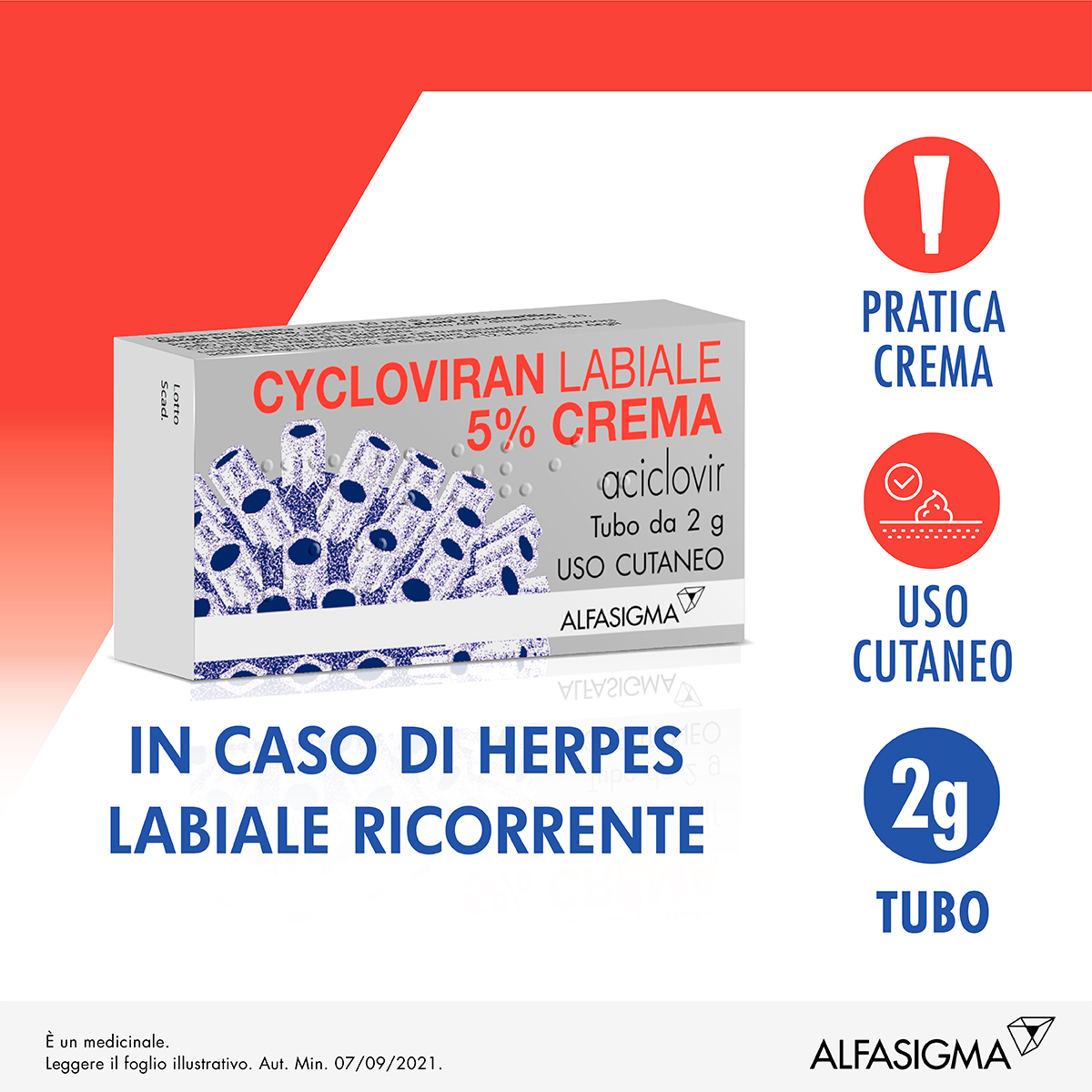 Cycloviran Labiale Crema 5% Aciclovir Herpes 2g