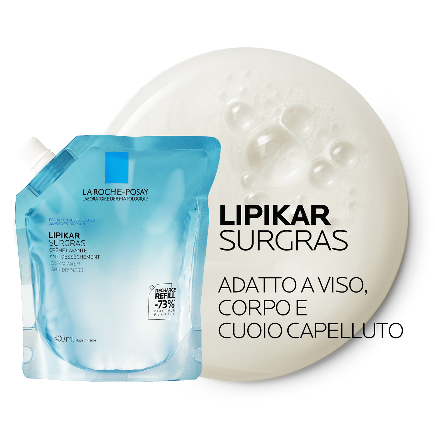 La Roche-Posay Lipikar - Surgras Doccia-Crema Detergente Relipidante Anti-Secchezza Eco-Ricarica 400 ml