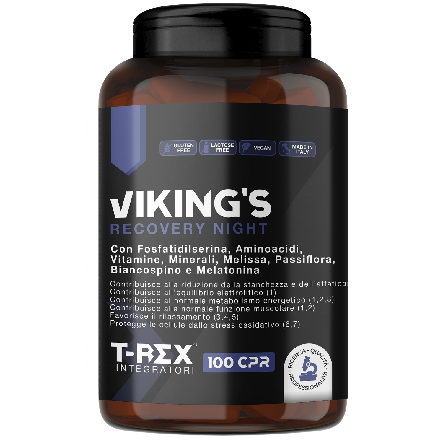 T-Rex Integratori Viking's Recovery Night 100 Compresse - Integratore Per Il Recupero Muscolare Notturno