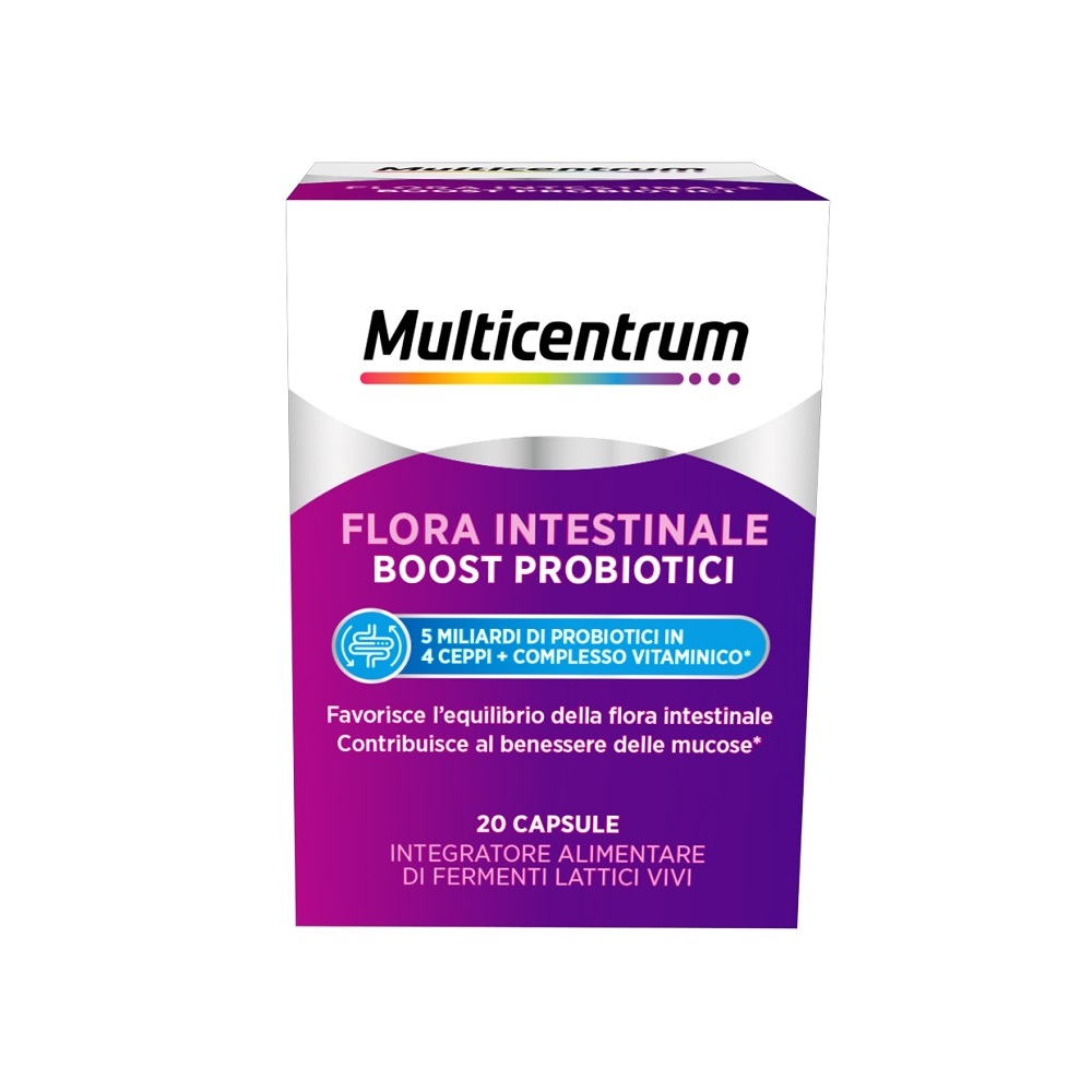 Multicentrum Flora Intestinale Boost Probiotici Integratore Fermenti Lattici Intestino 20 Capsule