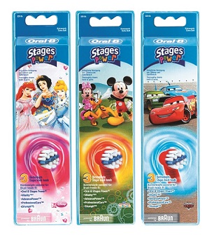 Oral-B Stages Power Kids - 3 Testine di ricambio per spazzolino elettrico