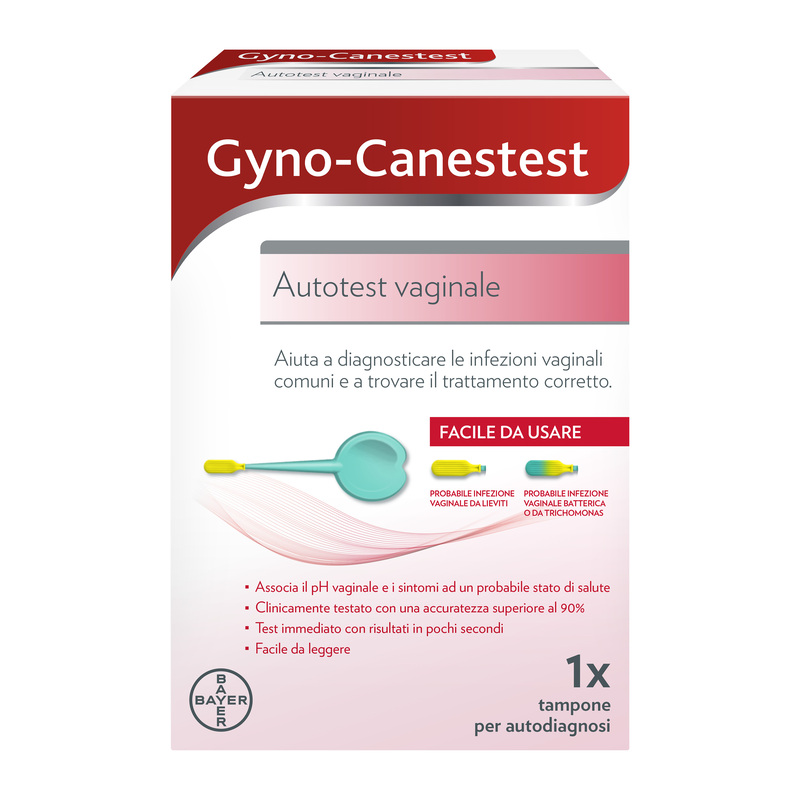 Gyno-Canestest Autotest Vaginale Per Diagnosticare le Infezioni Vaginali comuni,  Risultati disponibili in pochi secondi, 1 Tampone per Autodiagnosi