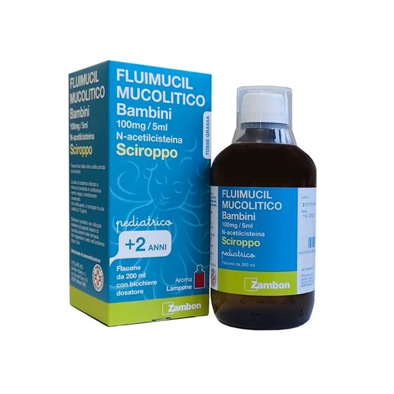 Fluimucil Mucolitico Bambini 100mg/5ml - Sciroppo Pediatrico Per Tosse Grassa 200 ml
