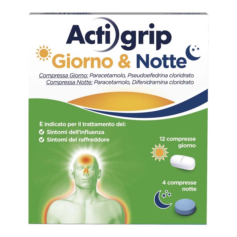 Actigrip Giorno e Notte Compresse per Raffreddore Febbre e Influenza