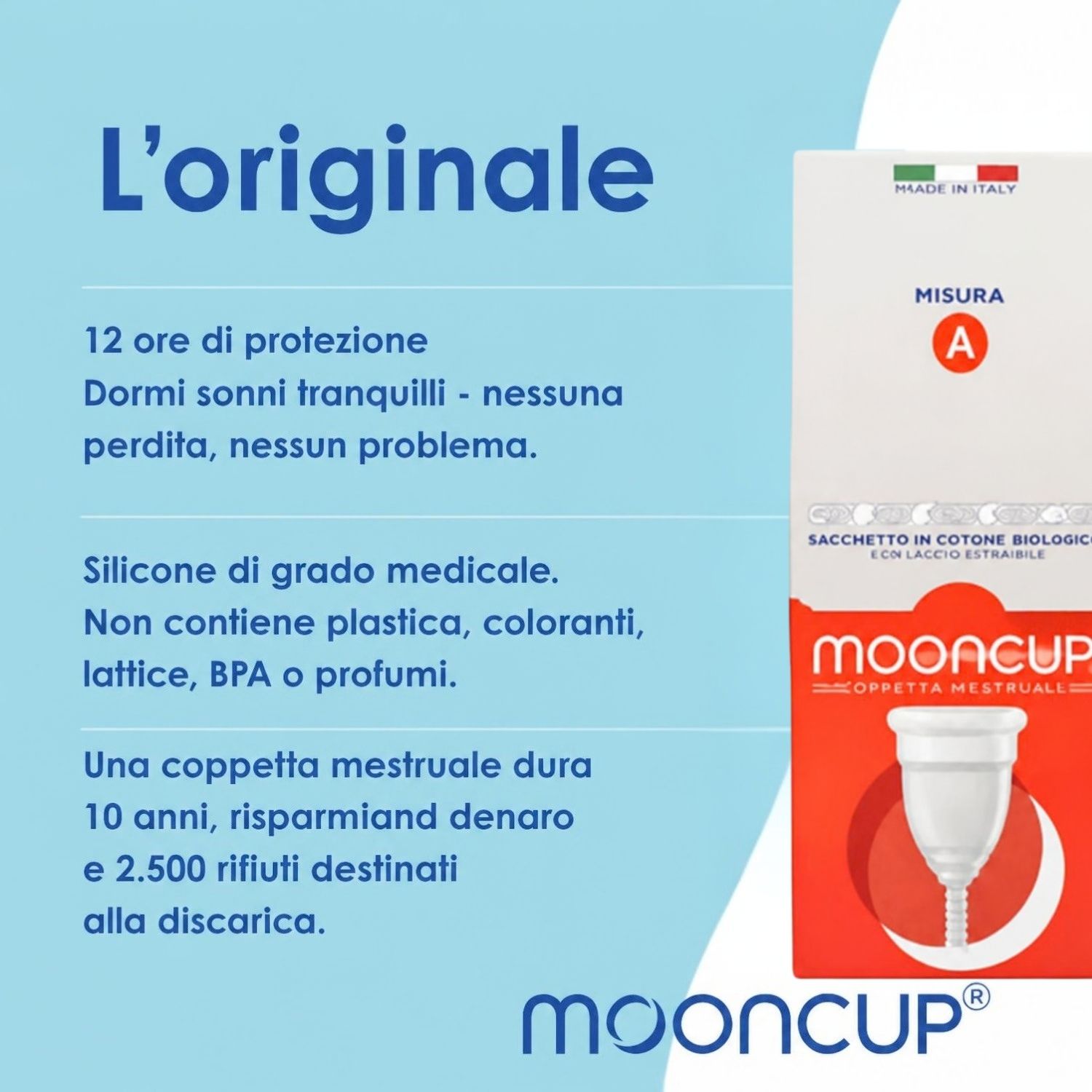 MoonCup Coppetta mestruale riutilizzabile TAGLIA A