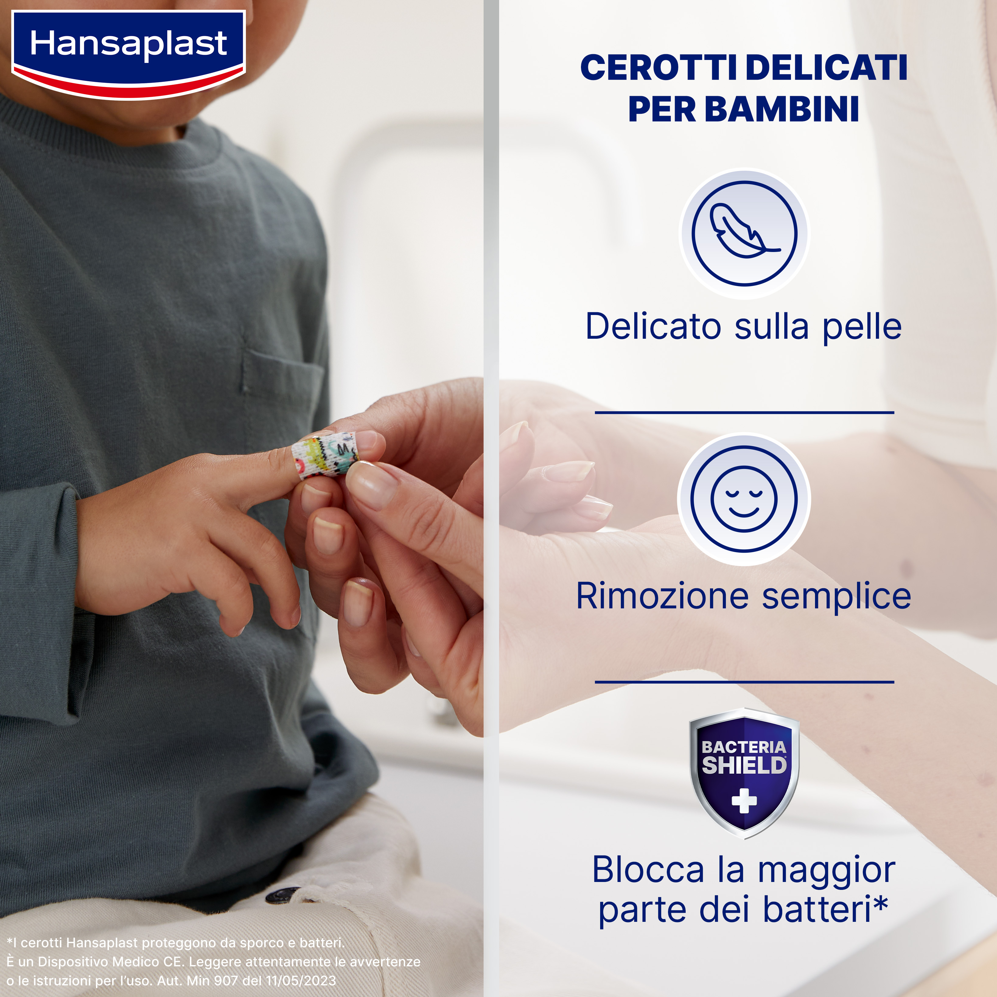 Hansaplast Cerotti Kids, Cerotti bambini ipoallergenici e delicati, 20 pezzi in 2 formati