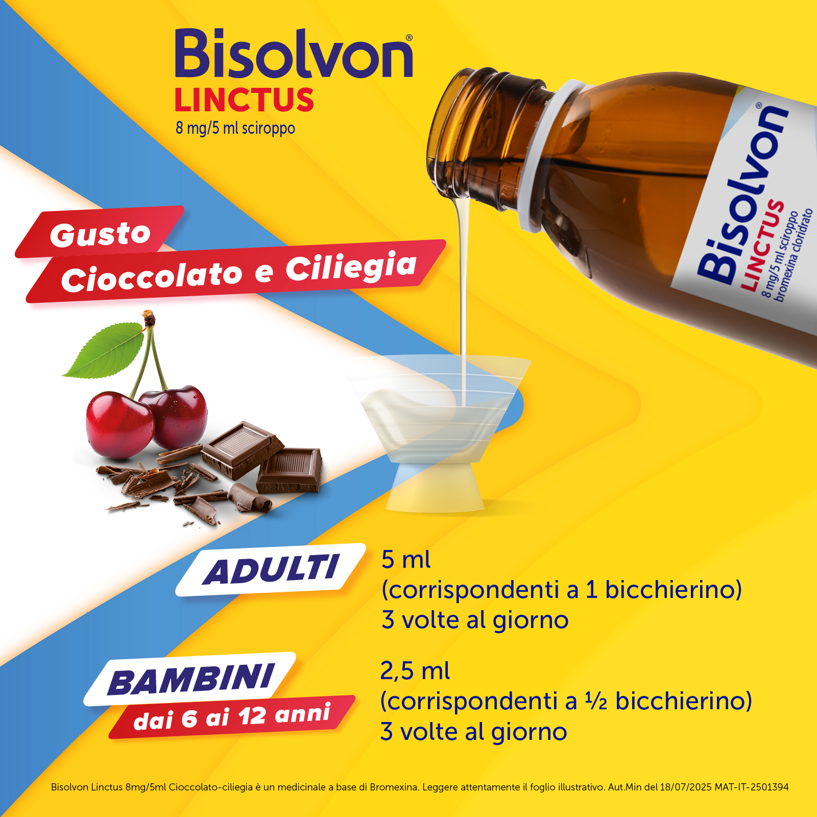Bisolvon Linctus 8mg/5ml Gusto Cioccolato e Ciliegia - Sciroppo Mucolitico Per Catarro E Tosse Grassa